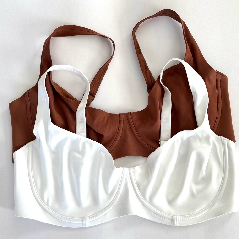 She Curve Elegant White and Brown Women's Bra Set